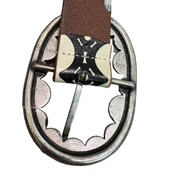 PLENTY by Tracy Reese Leather Belt Cream Black  Sz M - Picture 7 of 10